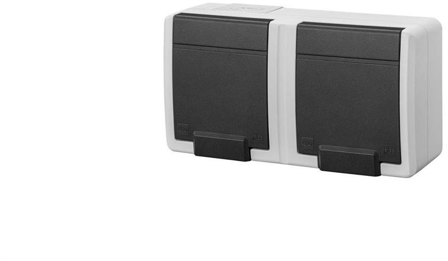 AQUANT 2K gniazdo natynkowe podwójne z uziemieniem 2x2P+Z IP55 szary 5042-10