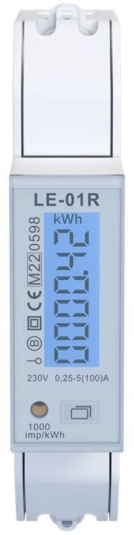 Jednofazowy licznik energii, pomiar energii czynnej i biernej, dwa wyjścia impulsowe,100A, MID LE-01R