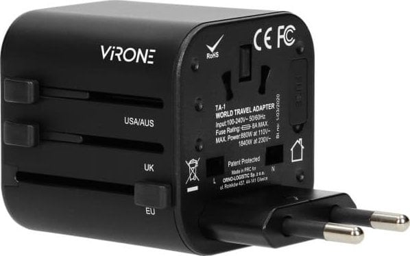 Orno GOworld uniwersalny adapter podróżny do ponad 200 krajów świata, 100-240V, 8A,TA-1