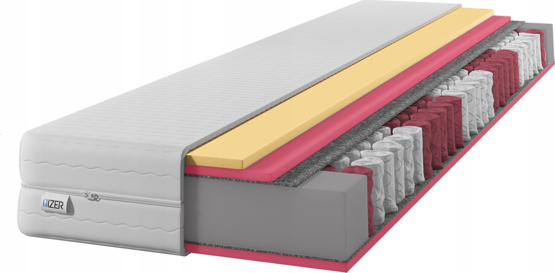 Materac sprężynowy HR GOLD Visco 80x180 23cm | Pianka VISCO | Dwustronny H2/H3 | 7 stref | Rdzeń ze sprężyn kieszeniowych | Pikowany pokrowiec