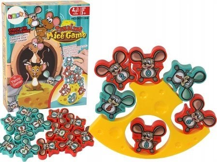 LeanToys Gra Zręcznościowa Myszki Balansujące Serowa Wieża 12 ele. Lekcja Matematyki