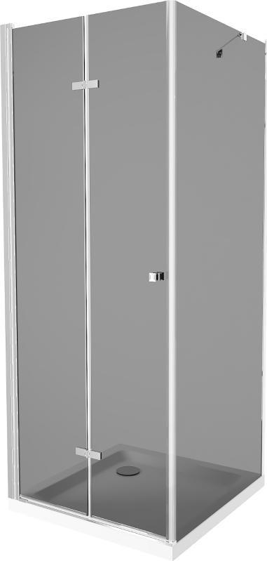 Mexen Mexen Lima kabina prysznicowa składana 100 x 100 cm, grafit, chrom + brodzik Flat, biały - 856-100-100-01-40-4010