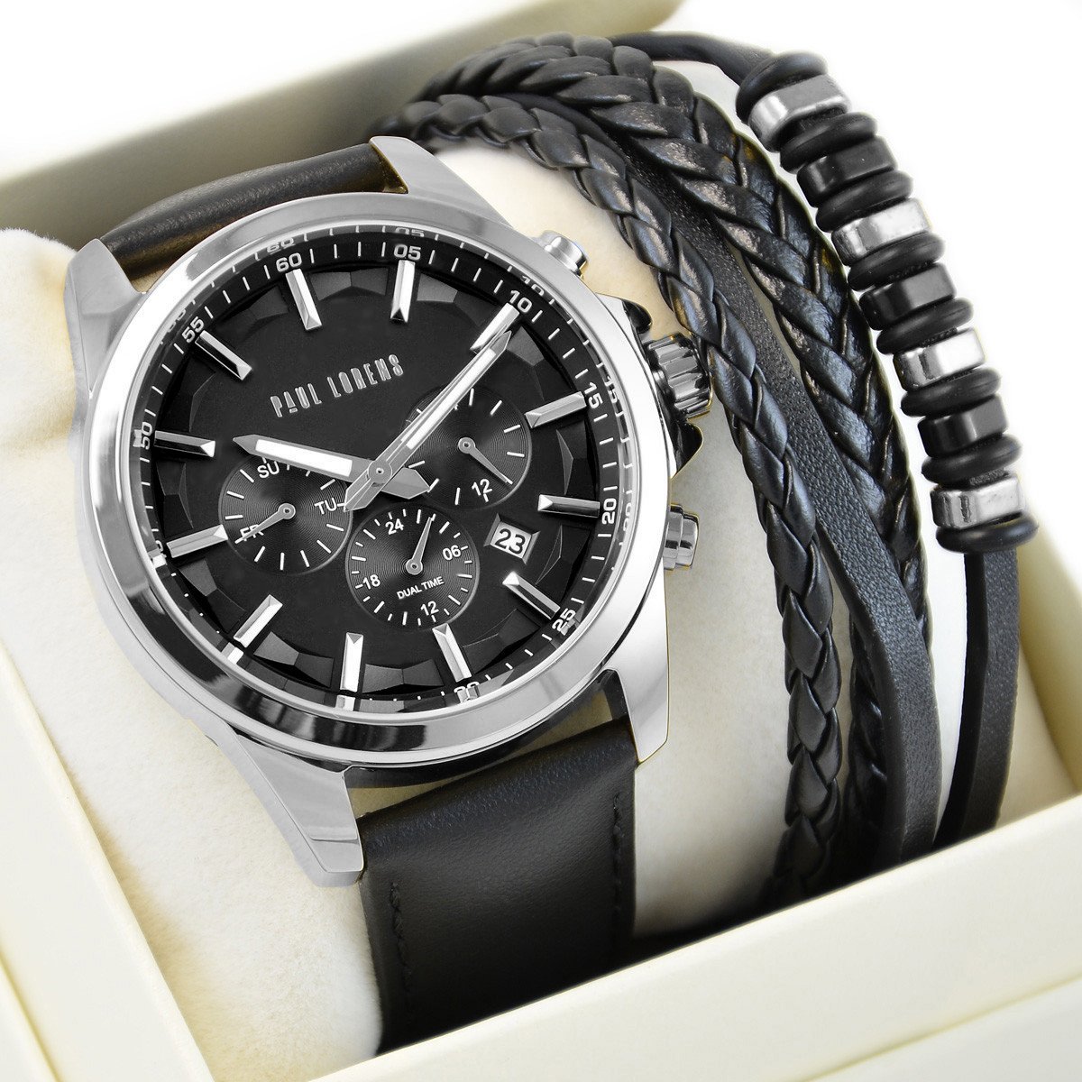 Zestaw męski zegarek męski Paul Lorens MAKALU PL20010A-1A1 + bransoletka