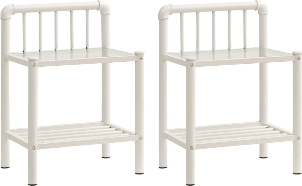 vidaXL Szafki nocne, 2 szt., biało-przezroczyste, metal i szkło