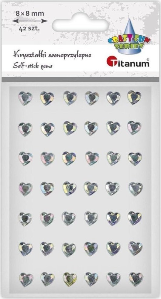 Argo Kryształki samoprzylepne Serca srebrne 42szt