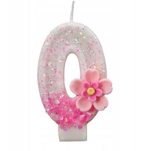 Świeczka Urodzinowa Na Tort / KWIATUSZEK / Świeczki na Urodziny / CYFRA 0