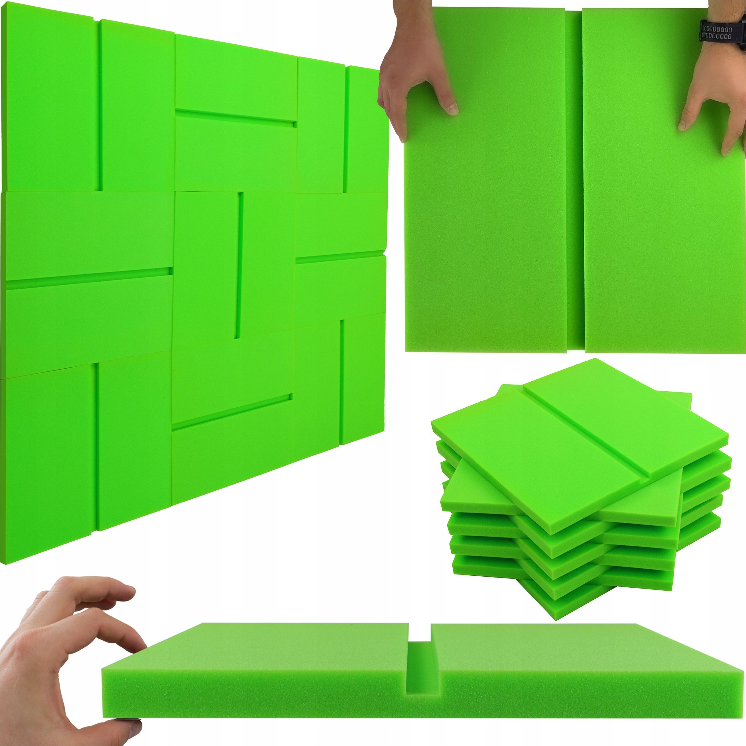 Panel ścienny akustyczny jasnozielony kwadrat z fazą 50x50x3cm Bitmat do biura i domu