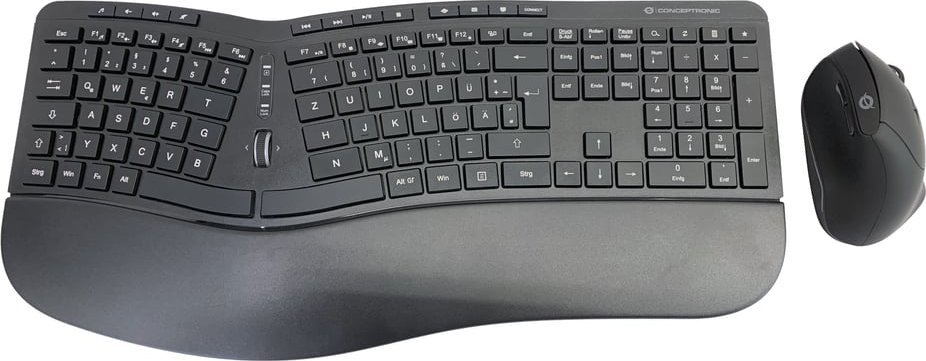 Klawiatura + mysz Conceptronic Wireless Keyboard+Mouse ergo Układ niemiecki sw