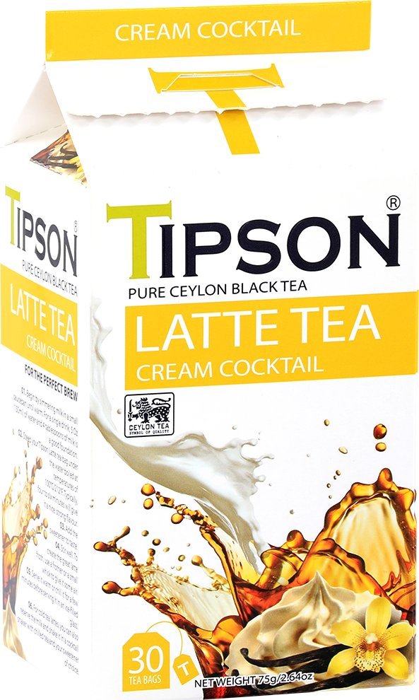 Tipson Tipson LATTE TEA CREAM COCKTAIL czarna herbata cejlońska śmietanka wanilia - saszetki 30 x 2,5 g