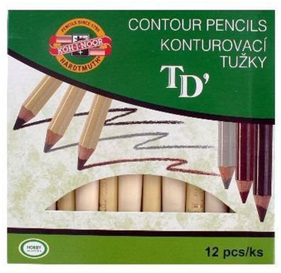 Td' Kredka czeska do makijażu oczu Opakowanie 12 sztuk Brązowa (002)