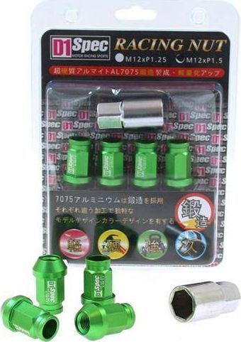 MTuning_F Nakrętki D1SPEC Replica 40mm M12x1.5 Green