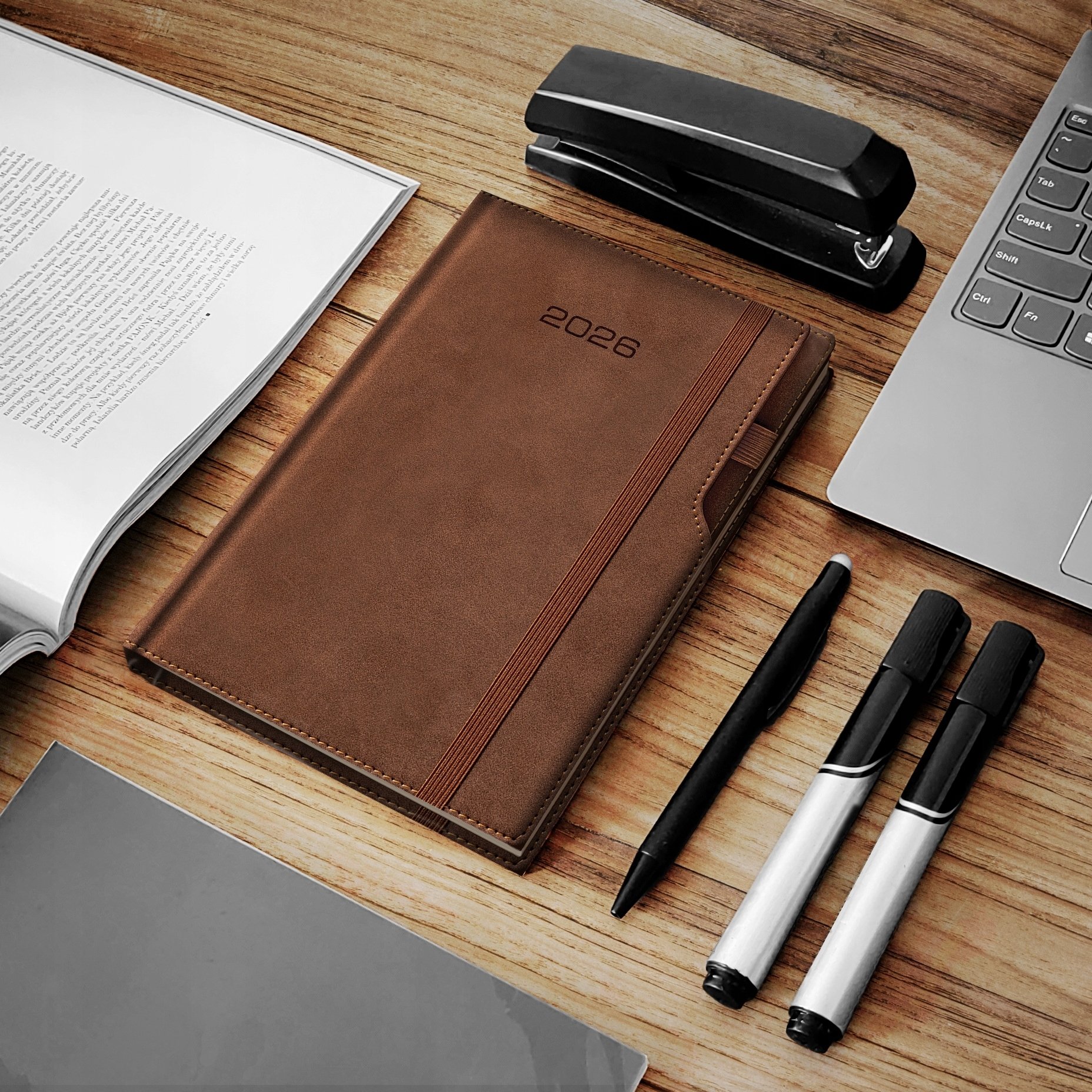 Kalendarz 2026 A5 dzienny biznes planer pastelowy