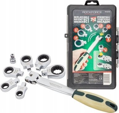 ROCKFORCE / WMC ROCKFORCE KLUCZ OCZKOWY-PRZEGUBOWY WYMIENNY Z GRZECHOTKĄ kpl. 8el. 8-19mm