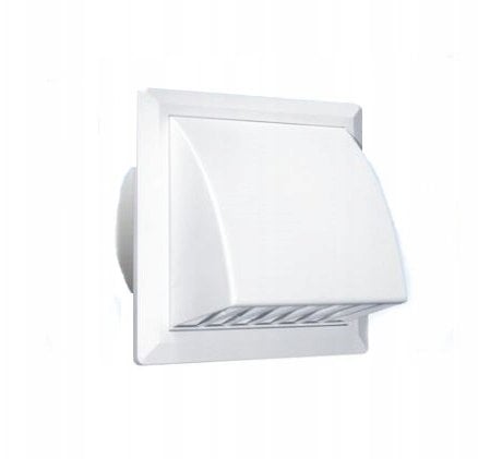 Wylot ścienny z zaworem zwrotnym i okapem 187x187mm fi 125mm biały MW122AZPK