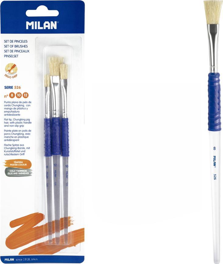 Milan PĘDZLE OKRĄGŁE ZE SZCZECINY MILAN SERIA 526 3 SZTUKI NA BLISTRZE