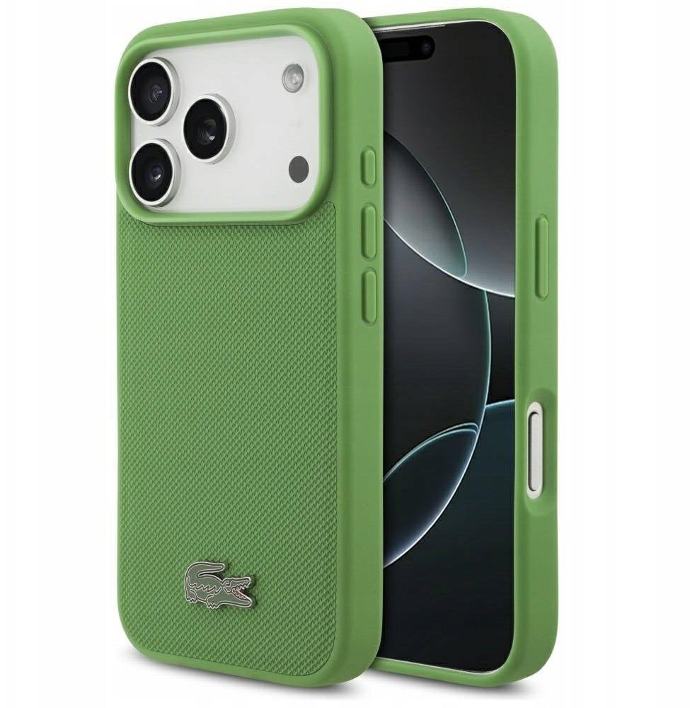 Lacoste Etui Petit Pique Lacquer Logo MagSafe do iPhone 17 Pro estragon