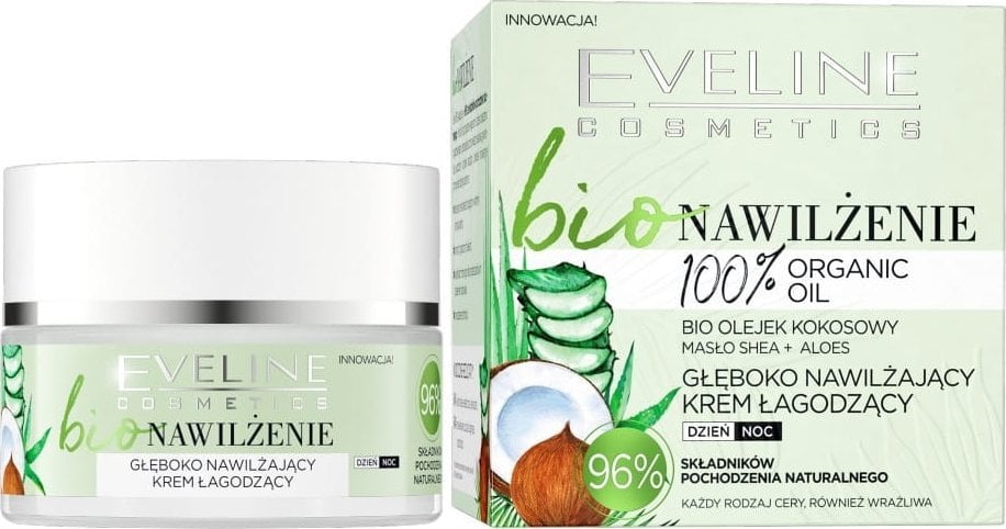 Eveline Cosmetics Bio nawilżenie głęboko nawilżający krem łagodzący na dzień i noc 50ml