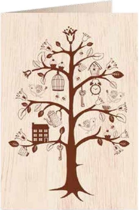Cozywood Karnet drewniany C6 + koperta Drzewo życia