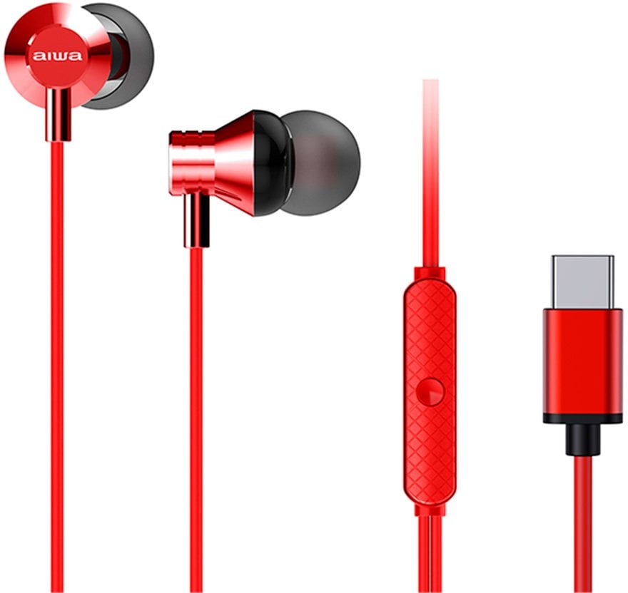 Słuchawki AIWA In-Ear stereo słuchawki douszne z mikrofonem czerwone (USB) ESTM-50USB-C/RD (8435256900293)