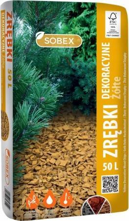 Sobex Zrębki dekoracyjne drzewne żółte 50L