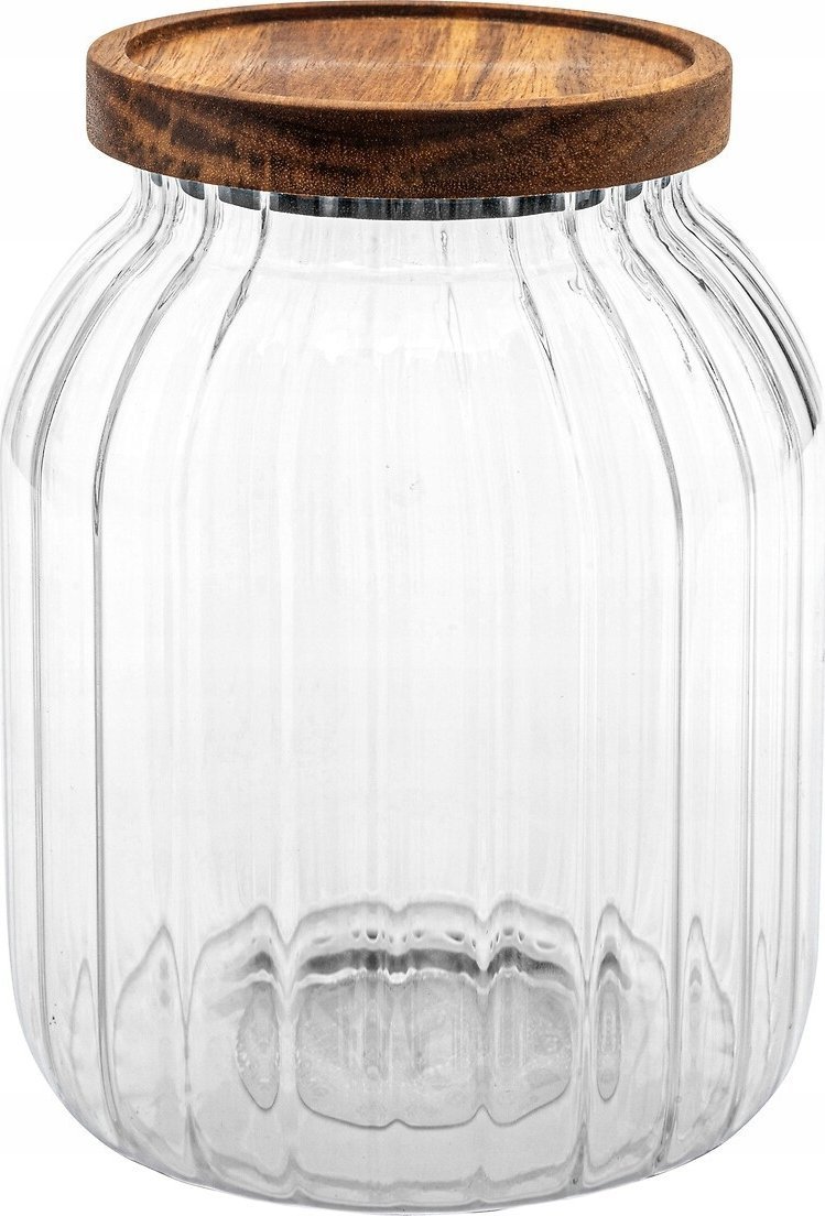 5five Szklany słoik z drewnianą pokrywką HARMONY, 2 l