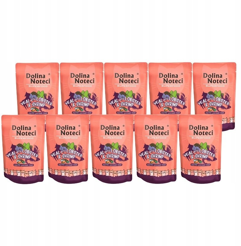 Mokra karma dla kota Dolina Noteci Superfood cielęcina z homarem i krewetkami zestaw 10 x 85 g