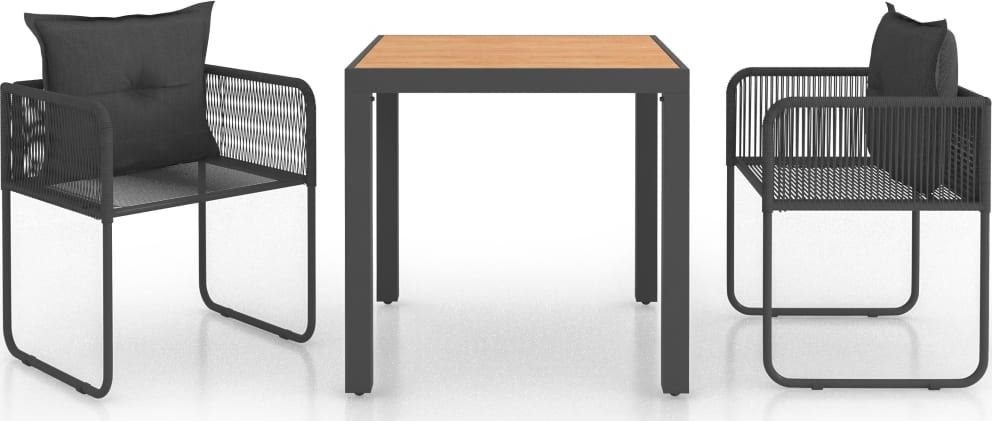 vidaXL 3-częściowy zestaw mebli ogrodowych, rattan PVC, czarno-brązowy