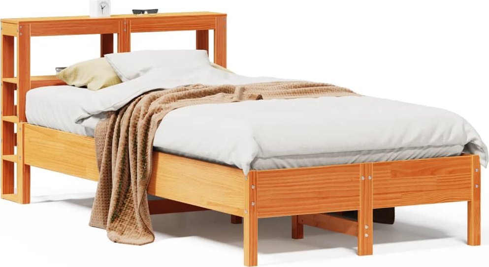 vidaXL vidaXL Rama łóżka bez materaca, woskowy brąz, 120x200 cm, lita sosna