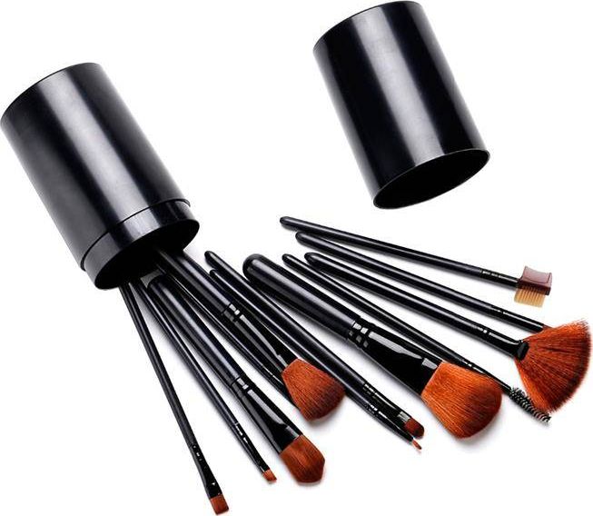 TopShine AG92L PĘDZLE DO MAKIJAŻU ZESTAW 12EL W ETUI CZARNE uniwersalny