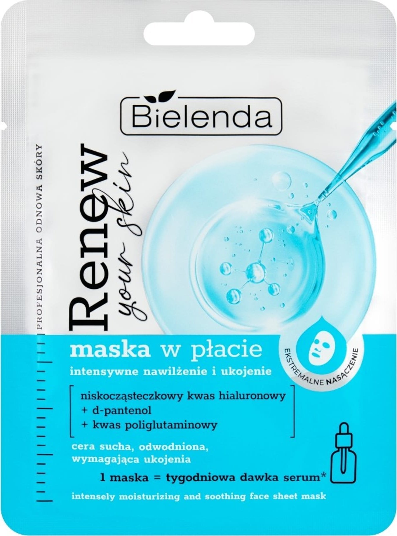 Bielenda BIELENDA Renew Your Skin Maska w płacie - intensywne nawilżenie i ukojenie 17 g