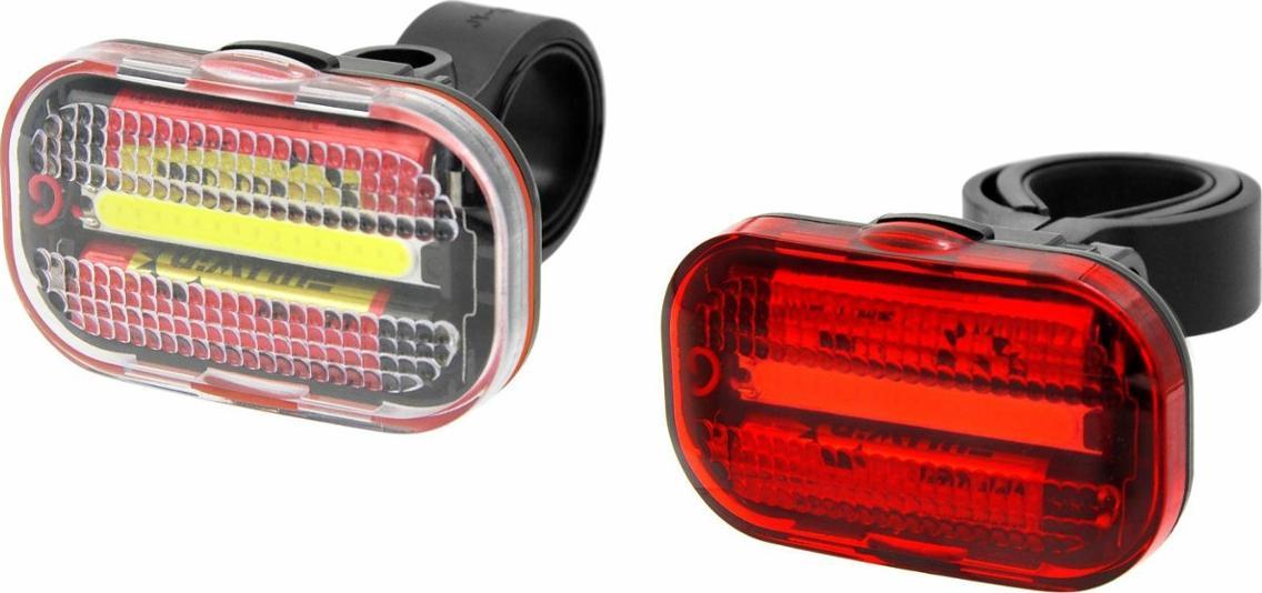 Carcommerce Lampki do roweru - przód biała COB + tył COB