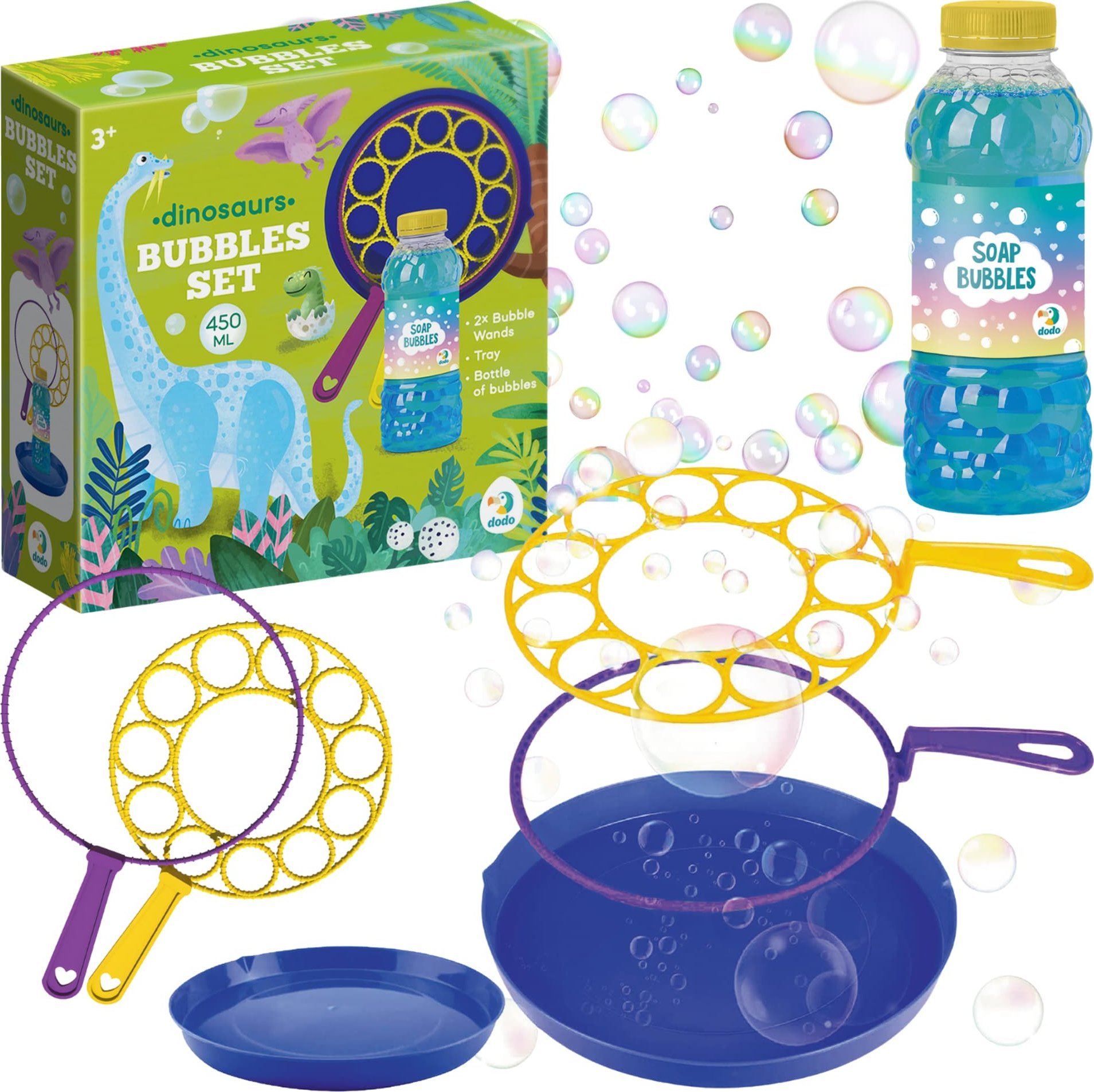 Dodo Mega Zestaw Bańki Mydlane - Dinozaury Duże Różdżki Tacka Płyn 450 ml