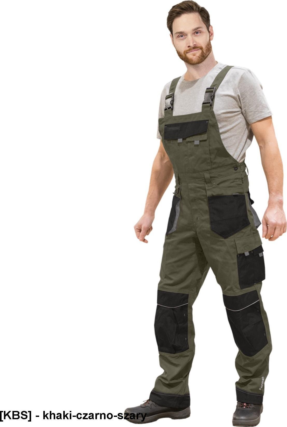 Leber&Hollman LH-FMN-B - spodnie ochronne ogrodniczki - khaki-czarno-szary 48