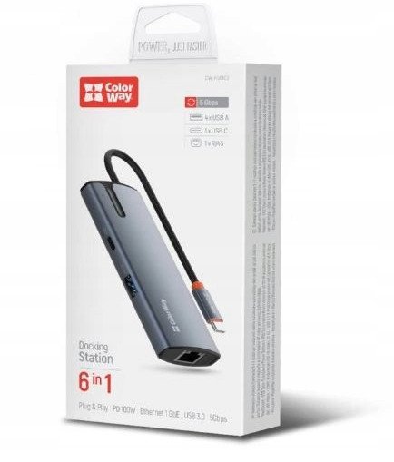 ColorWay 6-in-1 Docking Station | CW-HUB03 | 100 W