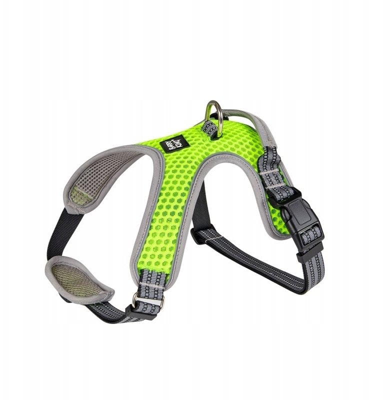 Szelki, dla psa, zielone, odblaskowe, rozmiar L, podkładka pod szyję, ob.szyi 50-66cm/ob.klatki 57-87cm