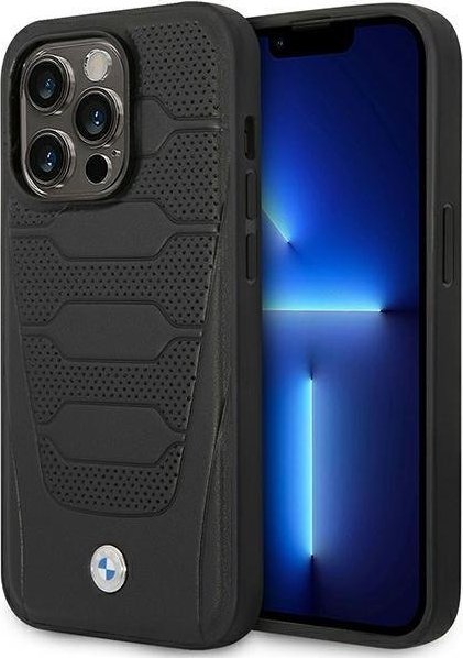 BMW Etui BMHMP14L22RPSK Apple iPhone 14 Pro czarny/black Leather Seats Pattern MagSafe