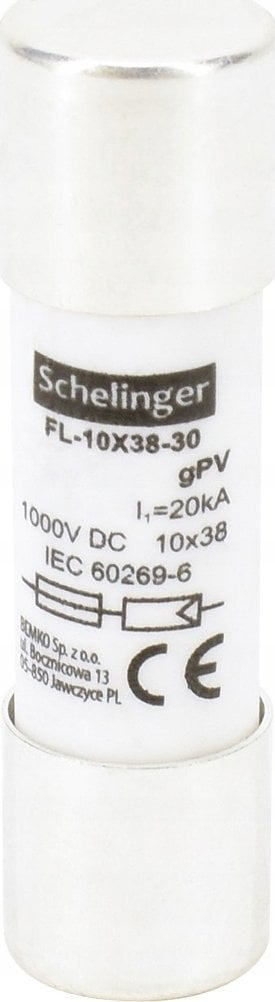 Bemko WKŁADKA TOPIKOWA CYLINDRYCZNA 10x38MM 1000V DC 20A