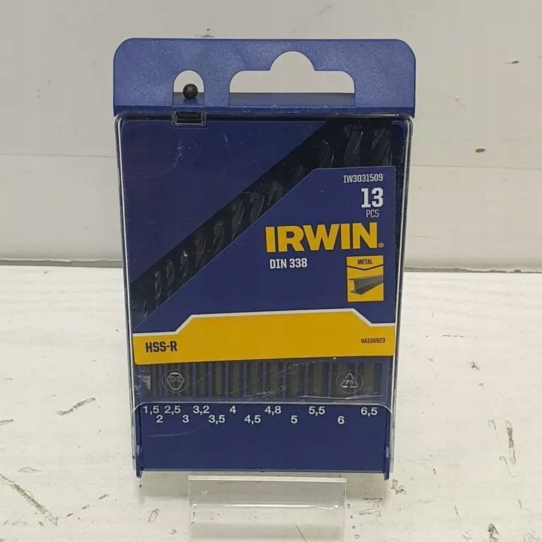 Wiertło Irwin IRWIN WIERŁO METAL HSS-R DIN338 kpl.13szt. 1,5-2-2,5-3-3,2-3,5-4-4,5-4,8-5-5,5-6-6,5mm w kasecie