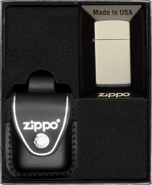 Zestaw ZIPPO Zapalniczka SATIN FINISH SLIM Prezentowy No3