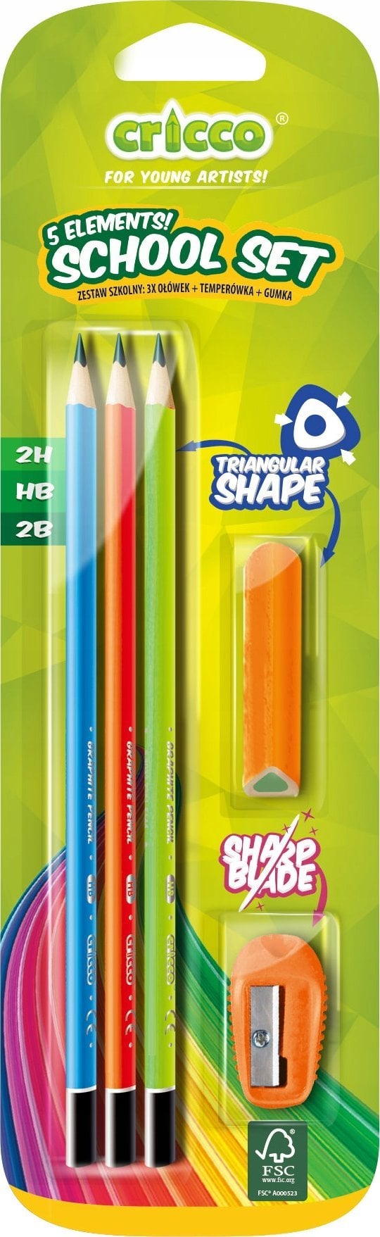 Zestaw ołówki z gumką i temperówką CRICCO
