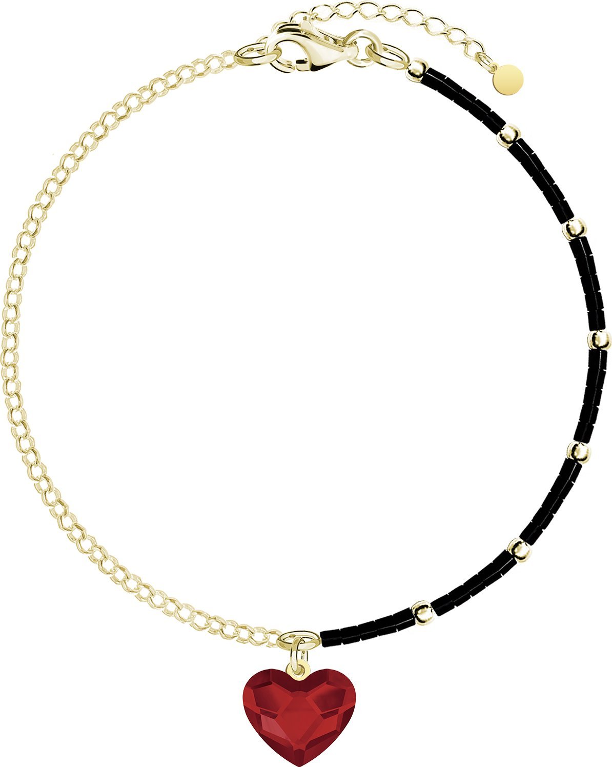 MEJK Jewellery Bransoletka Pozłacana z Sercem i koralikami