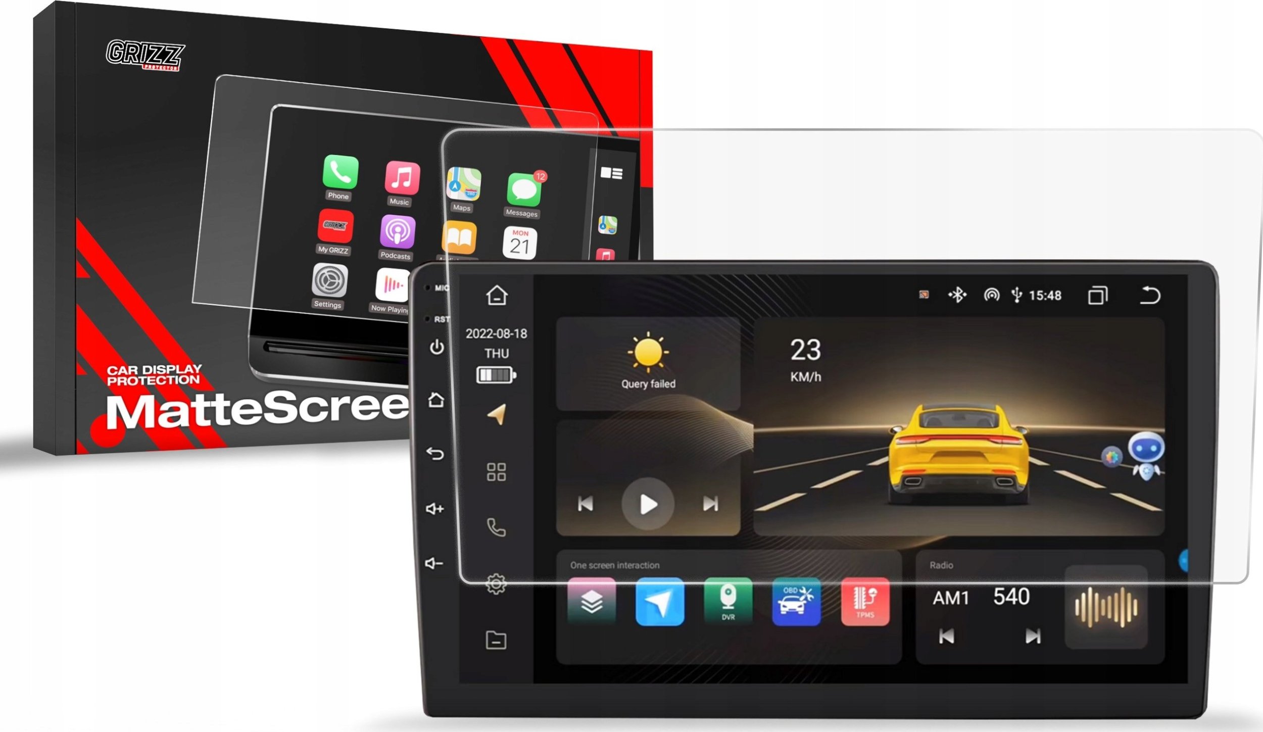 Radio samochodowe GrizzGlass Folia matowa GrizzGlass CarDisplay Protection do Android Radio DJKD 9"