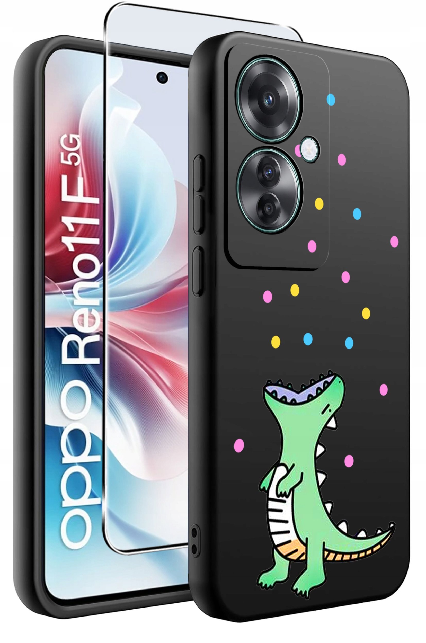 ETUI do Oppo Reno11 F 5G WZORY | SILIKONOWE MATT CASE + SZKŁO HARTOWANE 9H