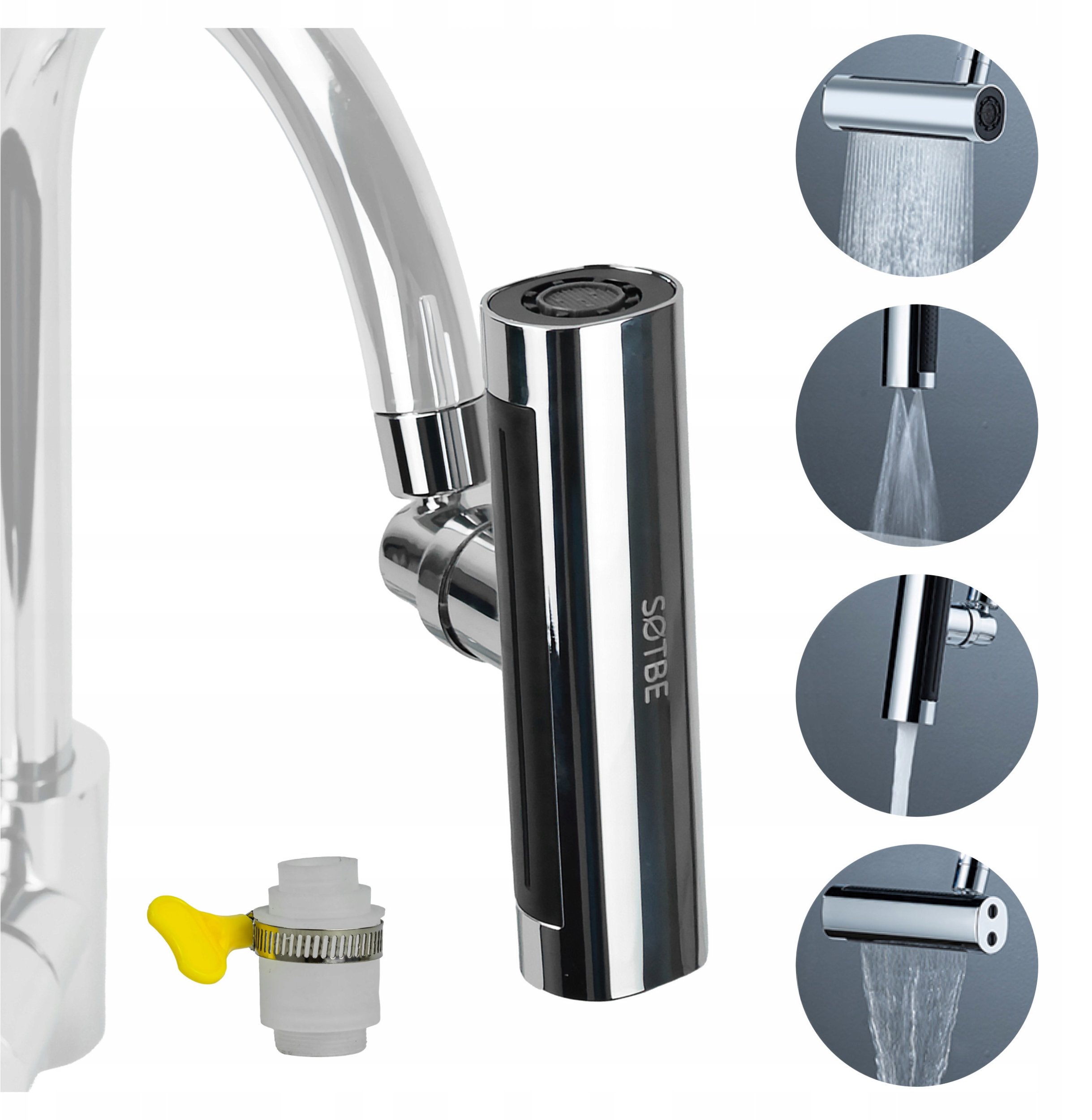 Przedłużka do baterii kuchennej kranu obrotowa perlator 4 funkcje SOTBE