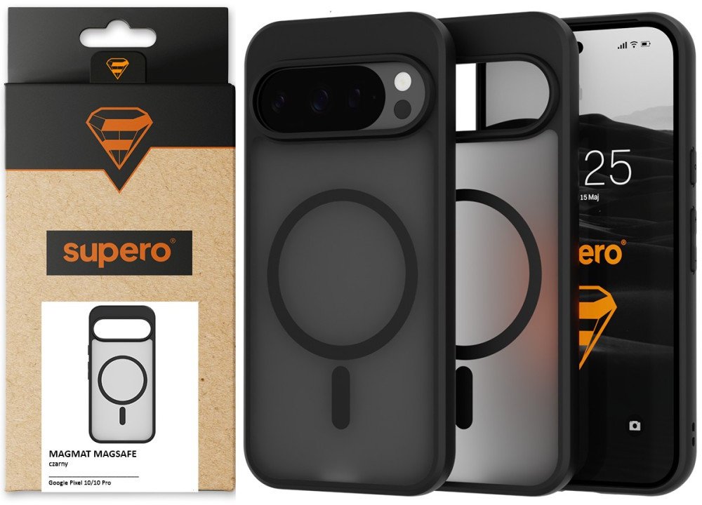 Etui matowe Supero Magmat Magsafe do Google Pixel 10 / Google Pixel 10 Pro, czarne