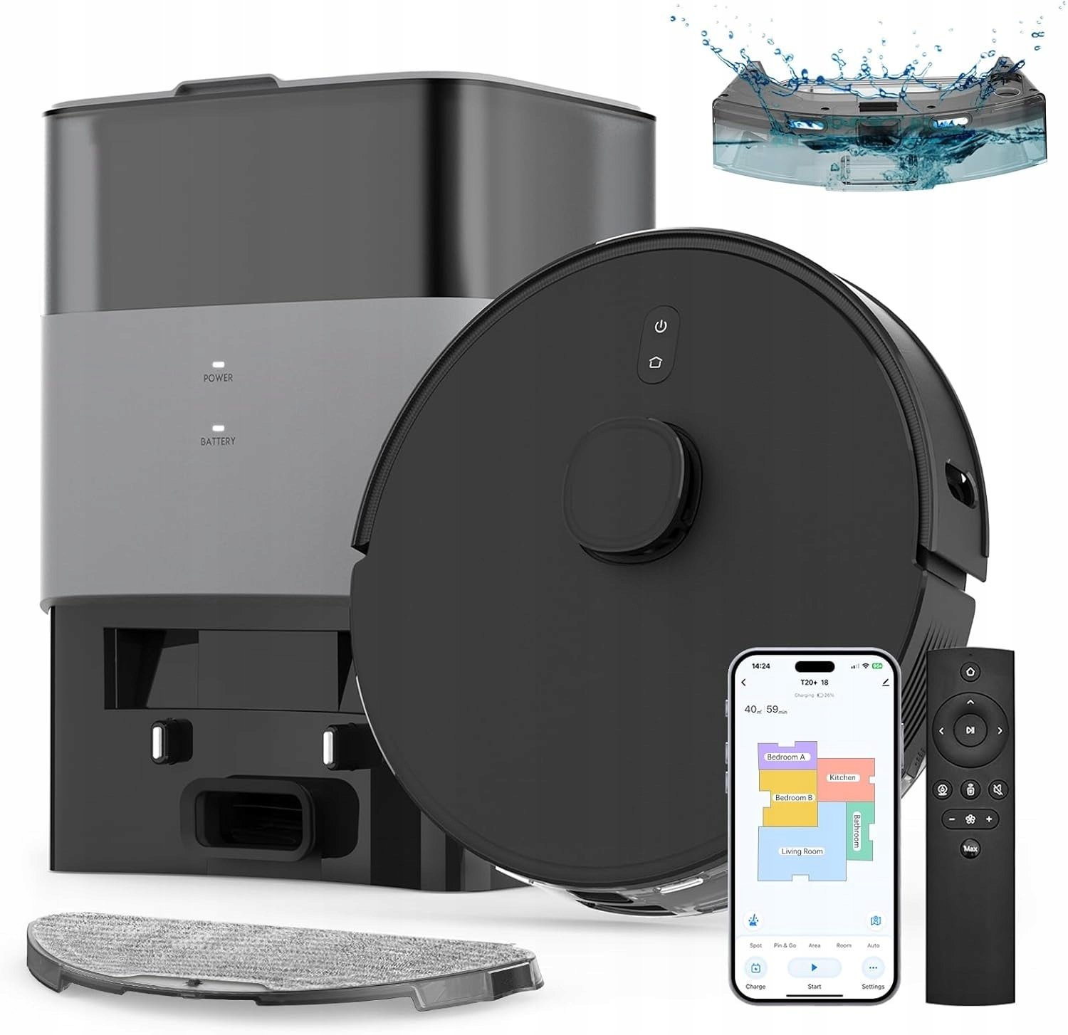 Robot sprzątający 7neebo FIXR T20 robot sprzątający with suction station 3,5l 180 min pracy