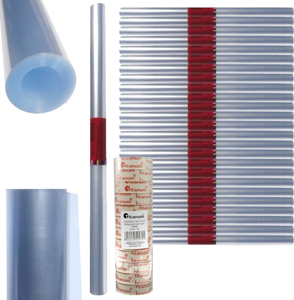 Herlitz Zestaw 25szt folia okładkowa przezroczysta 0,4x5m HERLITZ +12 taśmy klejąc