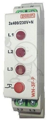 Lampka modułowa 3-fazowa czerwona 10-250V AC przycisk TEST WN-3F-P