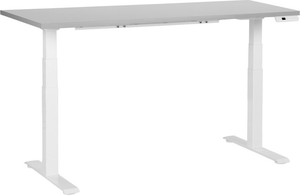 Biurko Beliani Biurko regulowane elektrycznie 160 x 72 cm szaro-białe DESTIN III