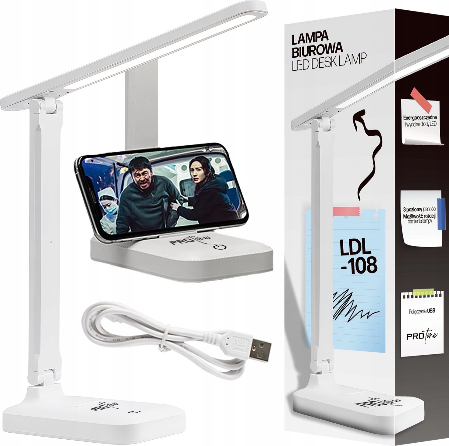 Lampka biurkowa Rabalux biała (5905370209334)